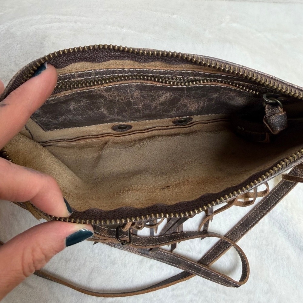 BED|STU Silverrock Crossbody Bag Distressed Brown Genuine Leather Fringe EUC - Picture 4 of 13